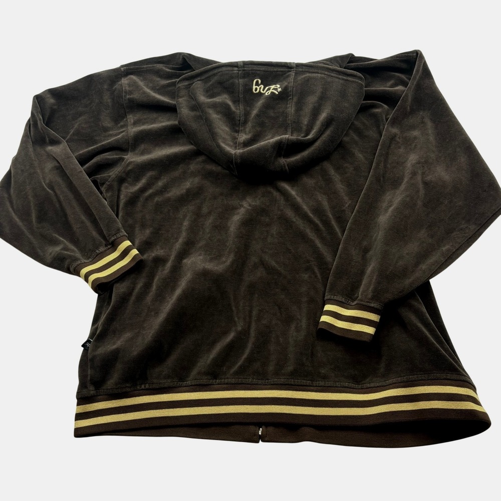 LRG Lifted Research Group Velour Zip Hoodie Jacket 3XL Brown‎ Logo Y2K Urban - Picture 3 of 14